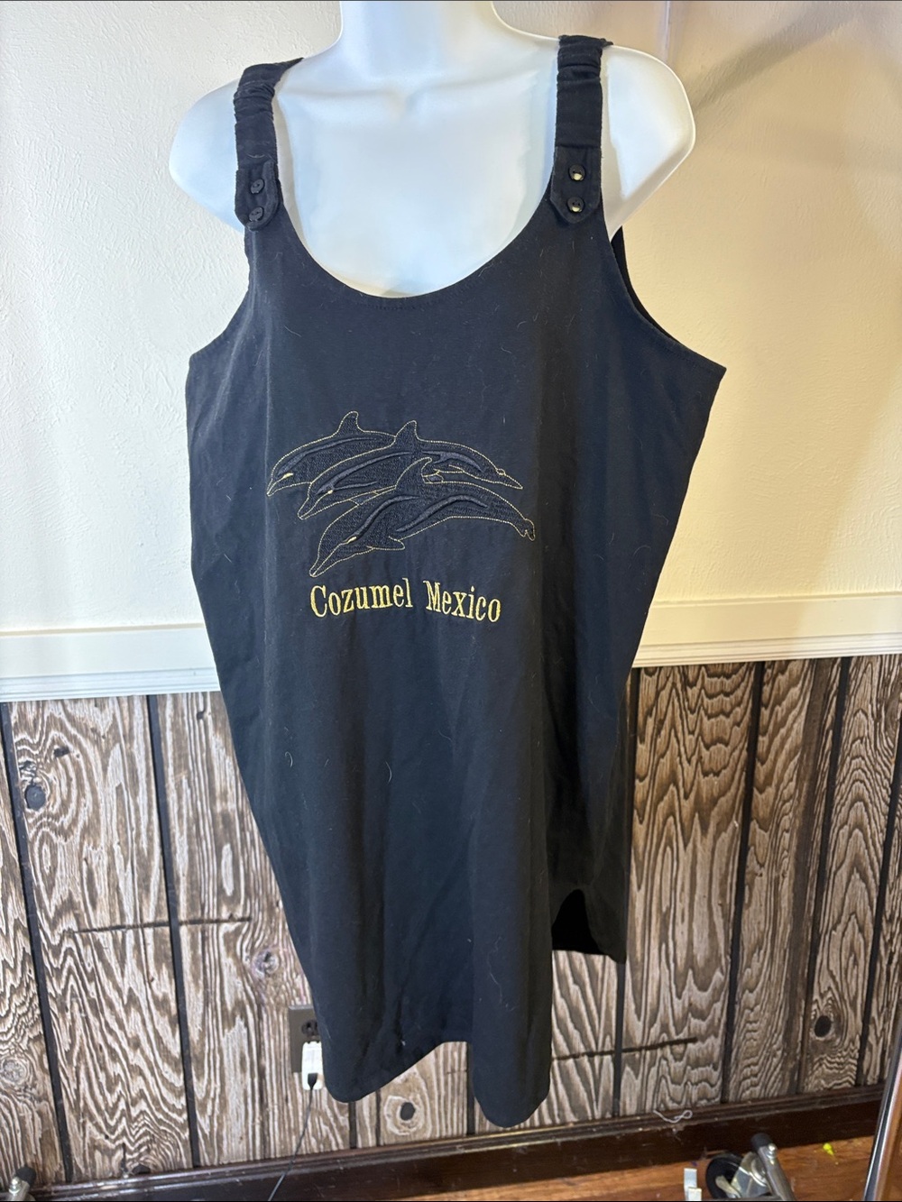 Cozumel Mexico Black Dolphin Tank Top